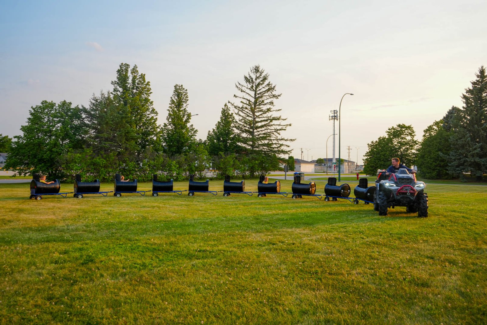 Barrel train entertainment at a corporate family event